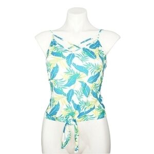 NWT Poof Palm Leaf Summer Hawaii Tropical Cami Tied Blouse Shirt Top